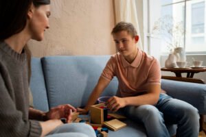 side-view-woman-boy-sitting-couch